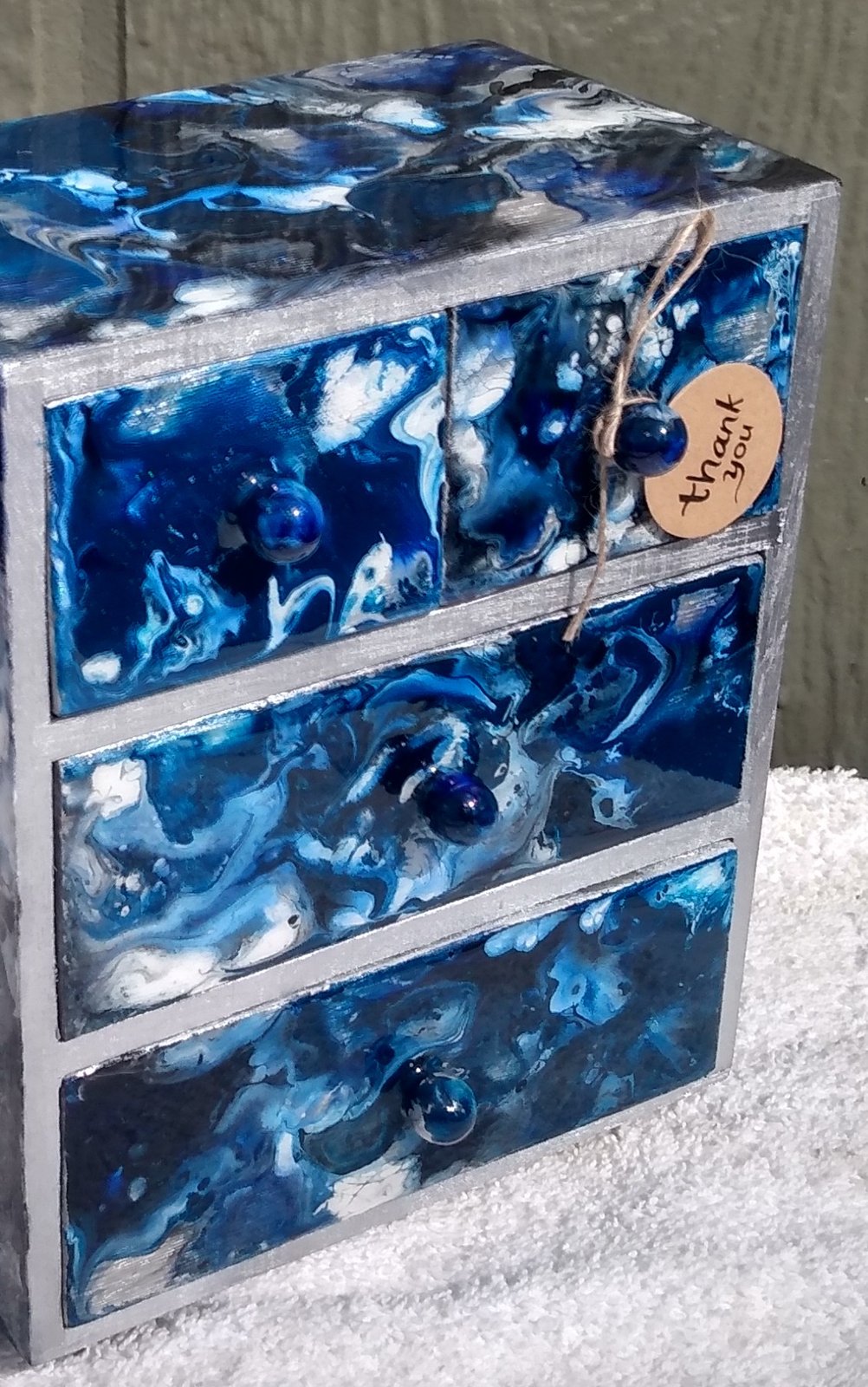 Jewelry Box with 4 cheapest Drawers Blue